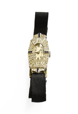 Lot 347 - A Lady's Diamond and Sapphire Set Wristwatch,...