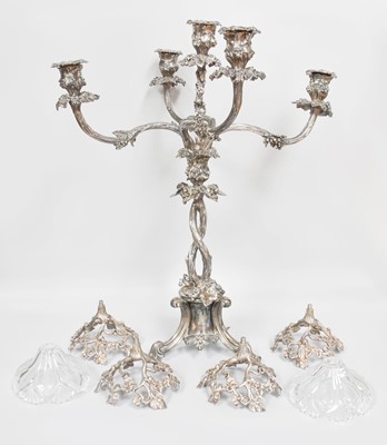 Lot 159 - A Victorian Silver Plate Five-Light...