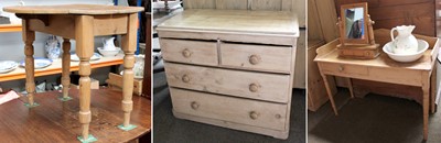 Lot 1123 - A Victorian Pine Three Height Chest of Drawers,...