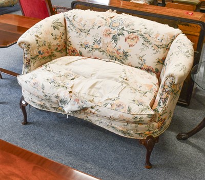 Lot 1278 - Feather Filled Two Seater Settee, on scroll...