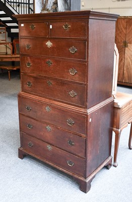 Lot 1324 - A George III Oak Chest on Chest, 103cm by 56cm...