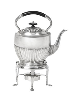 Lot 2059 - A Victorian Silver Kettle, Stand and Lamp