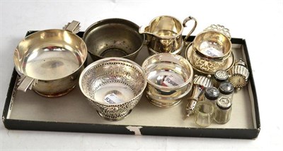 Lot 483 - A collection of assorted silver, silvered metal and plated hollowware including a pair of...