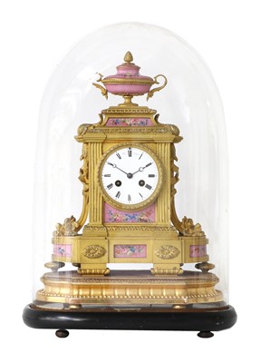 Lot 260 - A French Ormolu and Pink Porcelain Mounted...