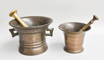 Lot 218 - A 17th Century Twin-Handled Bronze Mortar, one...