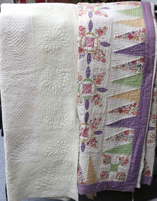 Lot 1106 - Early 20th Century Patchwork Quilt with floral...