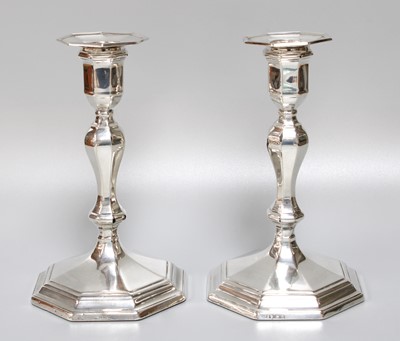 Lot 5 - A Pair of George V Silver Candlesticks, by...