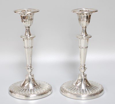 Lot 2 - A Pair of George V Silver Candlesticks, by...