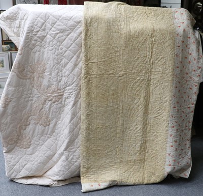 Lot 1104 - Early 20th Century Pale Cream Floral Quilt...