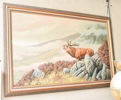 Lot 1066 - Hans Bulder (b.1953) A Red Stag bellowing in a...