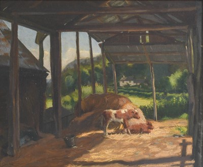 Lot 1077 - J P Cooke (19th/20th century) "The Barn"...