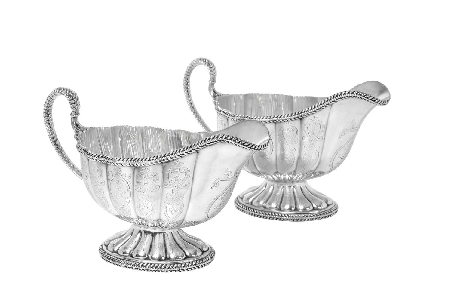 Lot 2035 - A Pair of Victorian Silver Sauceboats