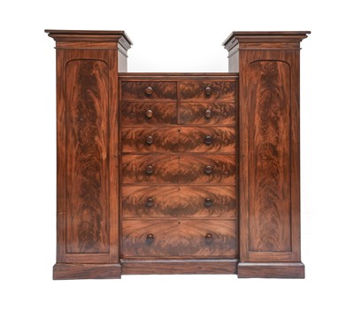 Lot 869 - A Victorian Flame Mahogany Inverted Breakfront...