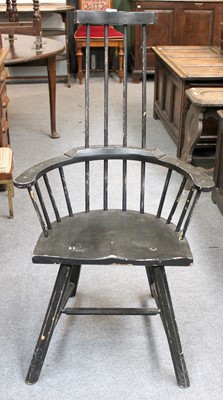 Lot 1245 - A Painted Stick Back Chair, with dish seat,...