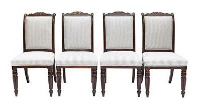 Lot 911 - A Set of Four Carved Mahogany Dining Chairs,...