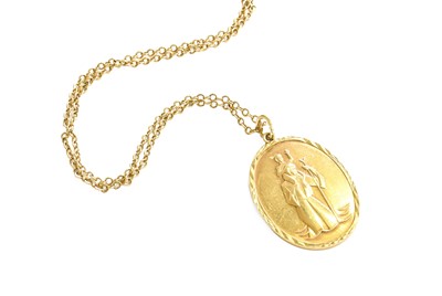Lot 16 - A 9 Carat Gold St Christopher Pendant on Chain,...