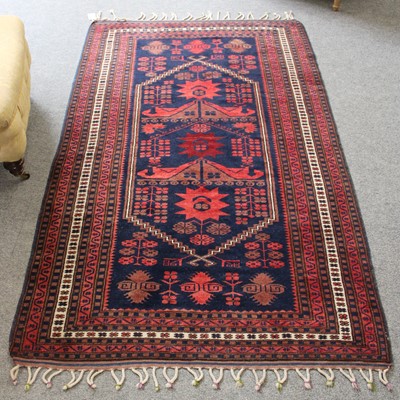 Lot 1227 - Bergama Rug, the deep indigo lozenge field of...