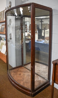 Lot 1173 - A Mahogany Bow Fronted Museum Display Cabinet,...