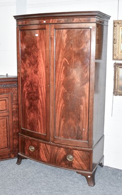 Lot 1294 - An Edwardian Mahogany Bow Fronted Wardrobe,...