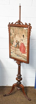 Lot 1209 - A Victorian Rosewood Tripod Pole Screen, with...