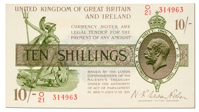 Lot 389 - Treasury Series, 10 Shillings, Warren Fisher...