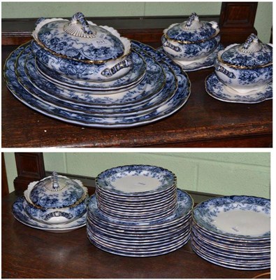 Lot 531 - A Late Mayer's Chatsworth blue and white pottery part dinner service