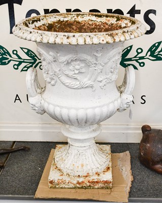 Lot 1253 - A 19th Century White Painted Cast Iron Campana...