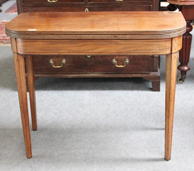 Lot 1328 - A George III Foldover Mahogany Tea Table, 94cm...