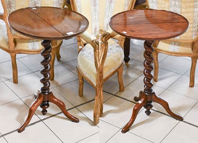 Lot 1332 - A Pair of Mahogany Tripod Tables, the circualr...