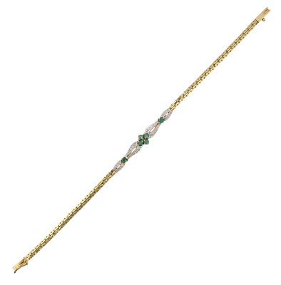 Lot 2121 - A 9 Carat Gold Emerald and Diamond Bracelet...