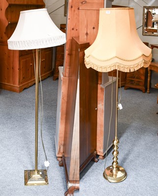 Lot 1323 - *now combined Two Brass Standard Lamps, one...