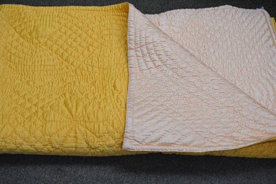 Lot 543 - Yellow and peach reversible quilt