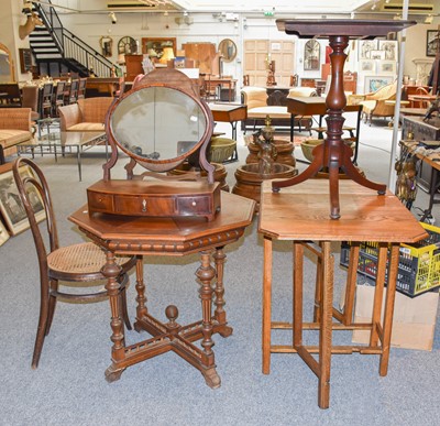 Lot 1168 - An Edwardian Octagonal Centre Table, an oak...