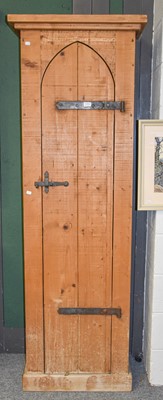 Lot 1352 - A Narrow Pine Cupboard, with single arch door...