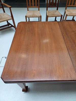 Lot 188 - An Arts & Crafts Oak Extending Dining Table,...