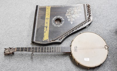 Lot 114 - A Guitar Zither and a Hayman Banjo (a/f)