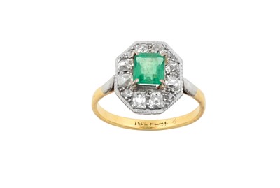 Lot 2198 - An Emerald and Diamond Cluster Ring the...