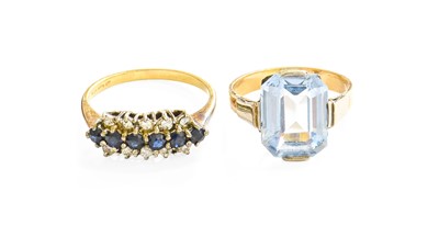Lot 29 - A 9 Carat Gold Sapphire and Diamond Ring, six...