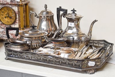 Lot 85 - A Large Galleried Silver Plated Tray, a five...