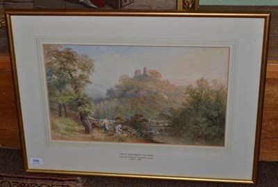 Lot 588 - After Myles Birkett Foster, girls gathering flowers, watercolour