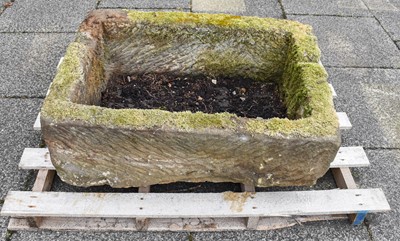 Lot 1149 - A Rectangular Weathered Stone Trough, 83cm by...