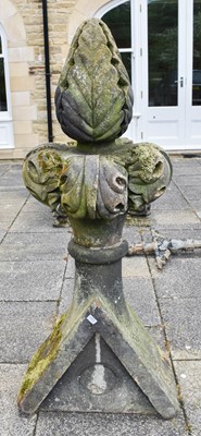 Lot 1151 - A Weathered Carved Stone Finial, the acanthus...