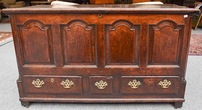 Lot 1194 - An 18th Century Oak Mule Chest, with four...