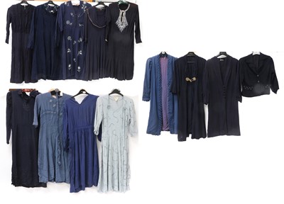 Lot 2133 - Circa 1940-50s Blue Crepe Dresses and Coats...