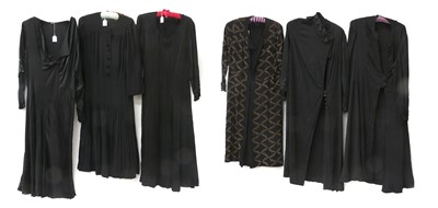 Lot 2134 - Circa 1930s Black Crepe and Silk Dresses and...