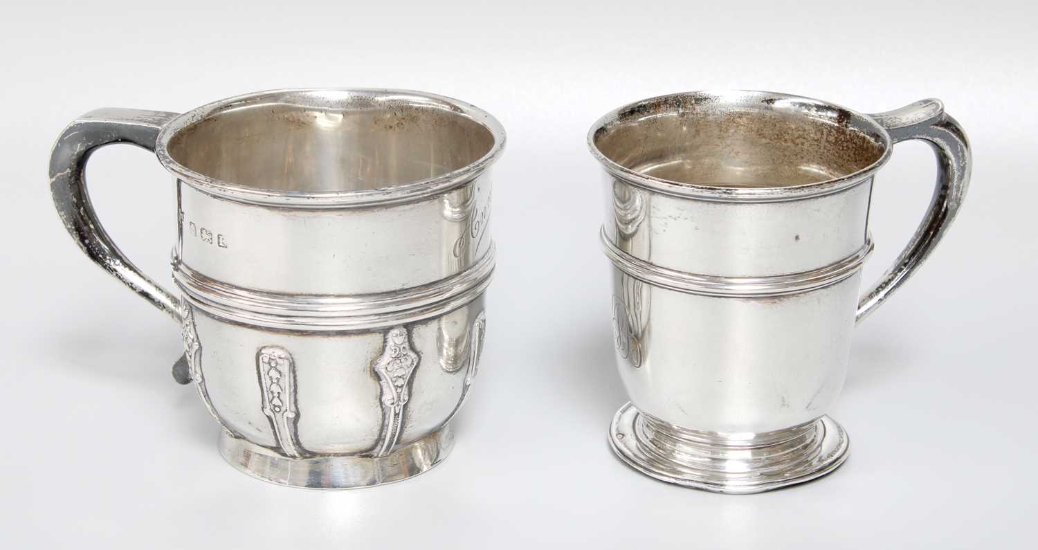 Lot 15 - Two Differing George V Silver Christening-Mugs,...