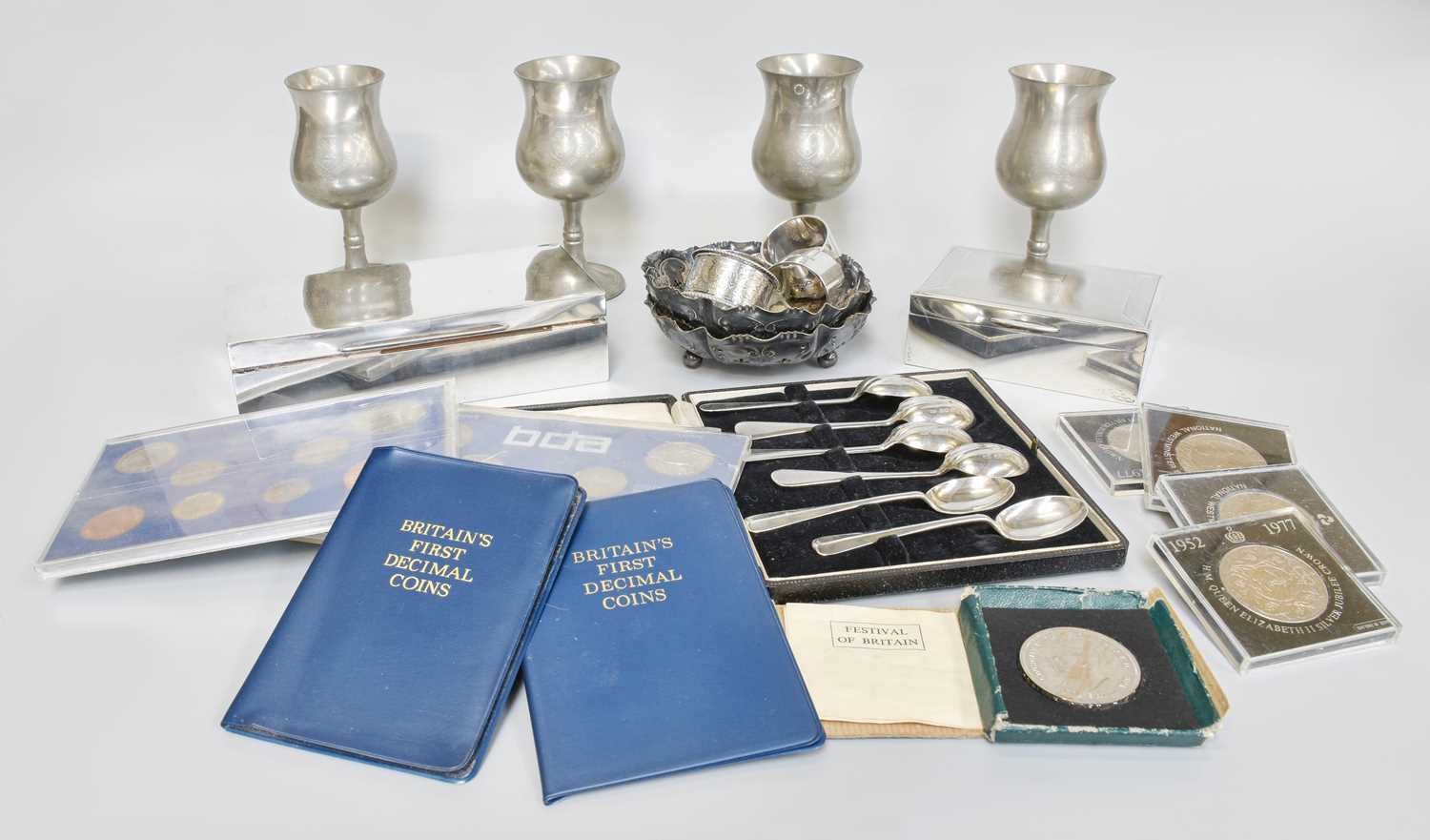Lot 85 - A Collection of Assorted Silver, including two...