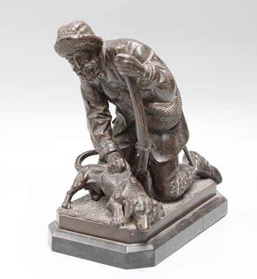 Lot 204 - A Spelter Model of a Huntsman and Hound,...