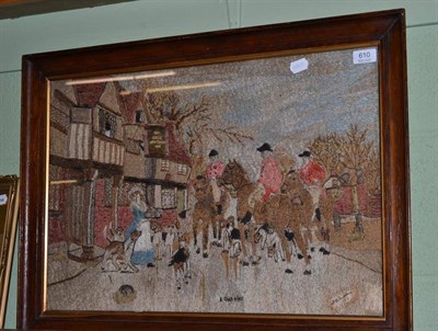 Lot 610 - A needlework picture depicting a hunt meet