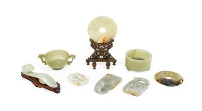 Lot 161 - A Chinese Jade Belt Buckle, in two parts, each...